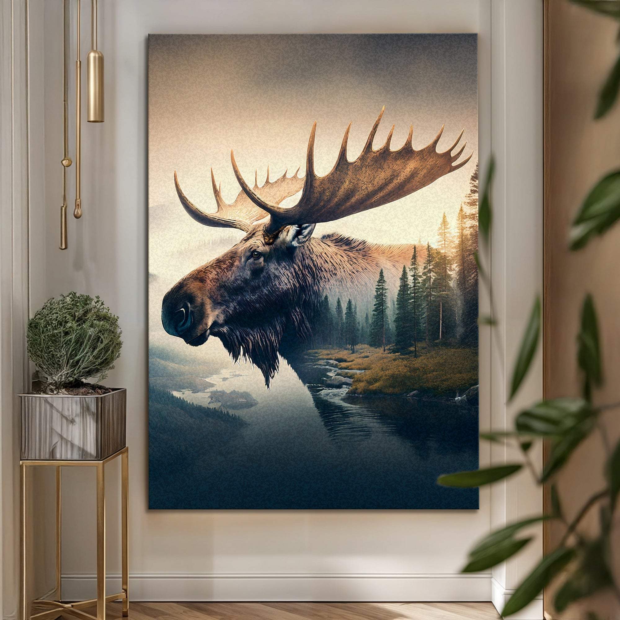 Moose Double Exposure Wall Art - Tailored Canvases - Flyclothing LLC