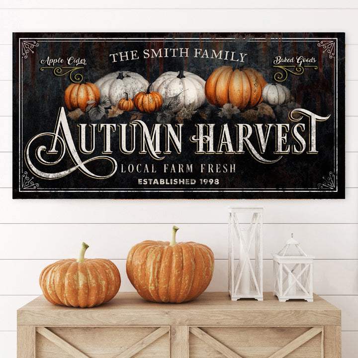 Family Autumn Harvest Thanksgiving Sign - Tailored Canvases - Flyclothing LLC