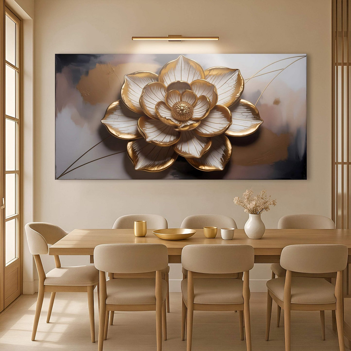 Golden Lotus Minimalist Abstract Wall Art - Tailored Canvases - Flyclothing LLC