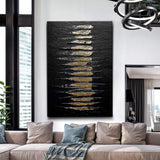 Black And Gold Abstract Minimalist Wall Art - Tailored Canvases - Flyclothing LLC