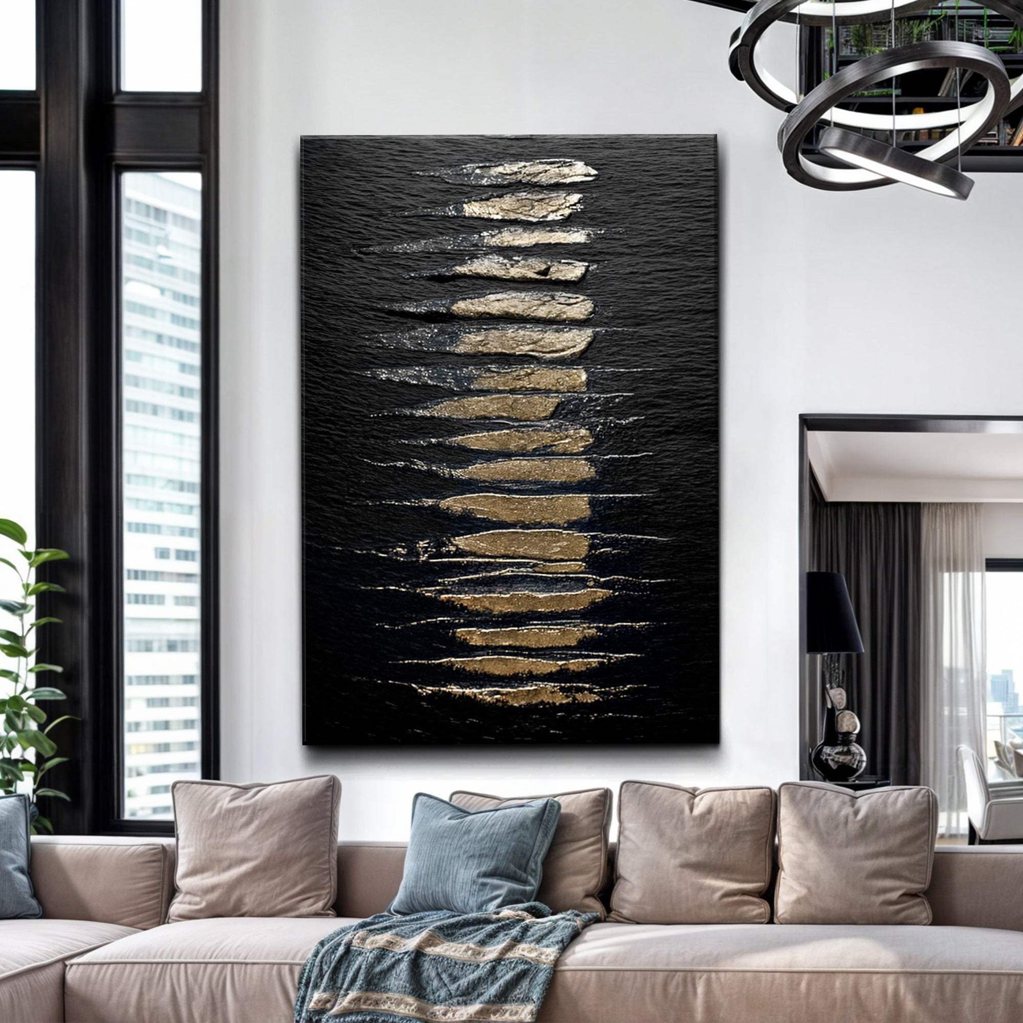 Black And Gold Abstract Minimalist Wall Art - Tailored Canvases - Flyclothing LLC