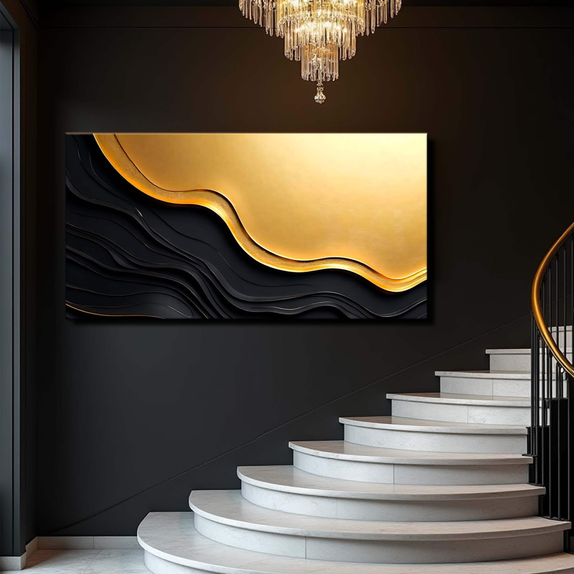 Black And Gold Minimalist Abstract V - Tailored Canvases - Flyclothing LLC