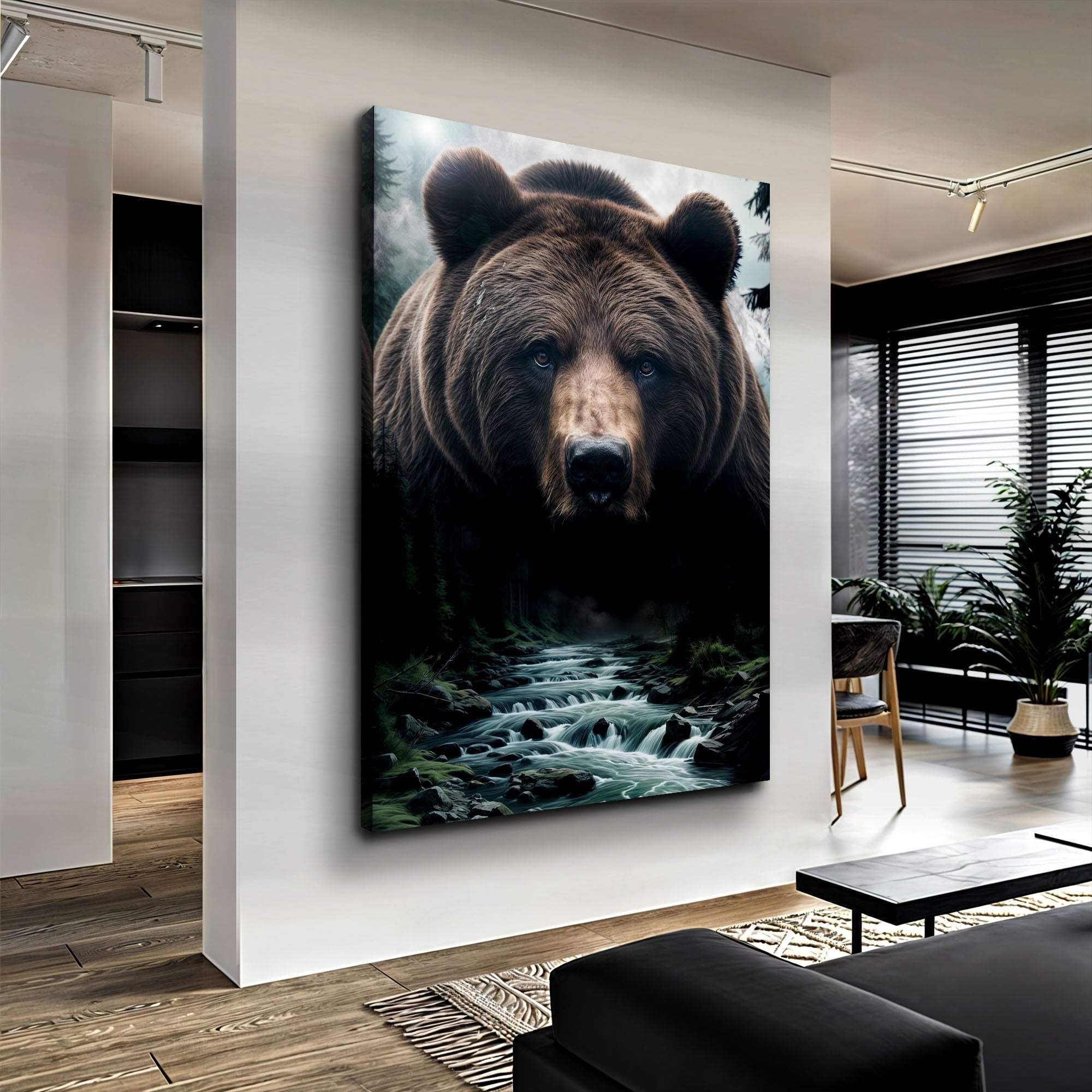 Grizzly Bear Double Exposure Wall Art - Tailored Canvases - Flyclothing LLC