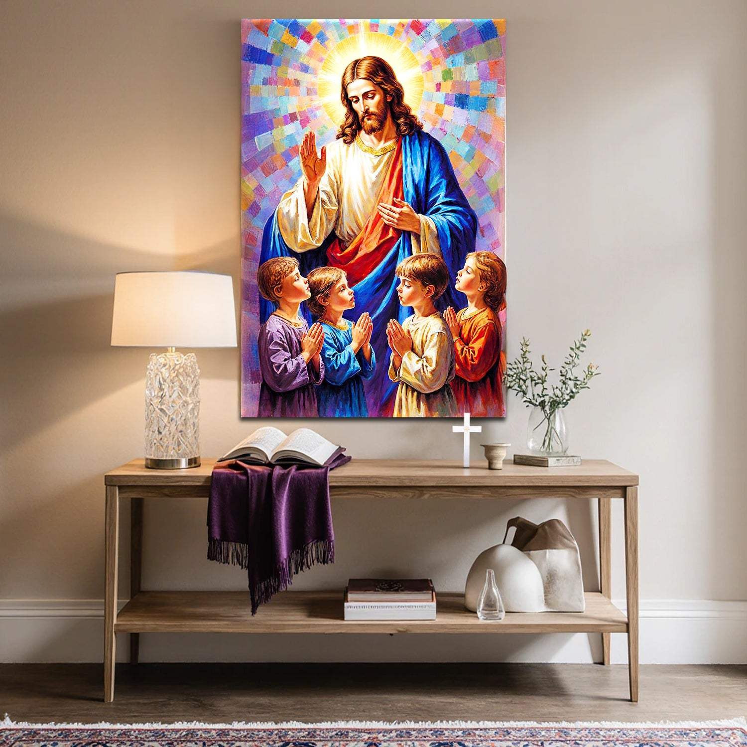 Jesus Praying With Kids Faith Wall Art - Tailored Canvases - Flyclothing LLC