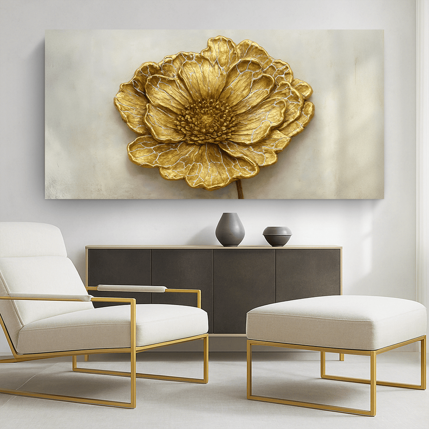 Golden Dandelion Minimalist Abstract Wall Art VI - Tailored Canvases - Flyclothing LLC