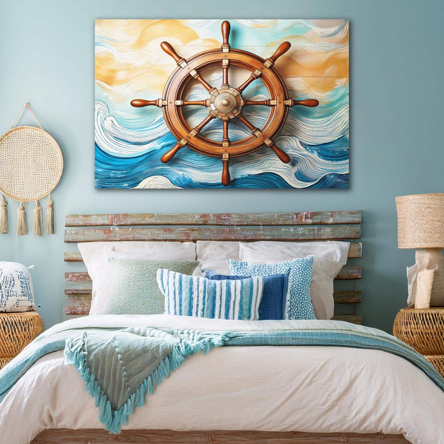 Sailboat Ship Wheel Coastal Wall Art II - Tailored Canvases - Flyclothing LLC