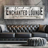 Black Cat's Enchanted Lounge Halloween Sign III - Tailored Canvases - Flyclothing LLC