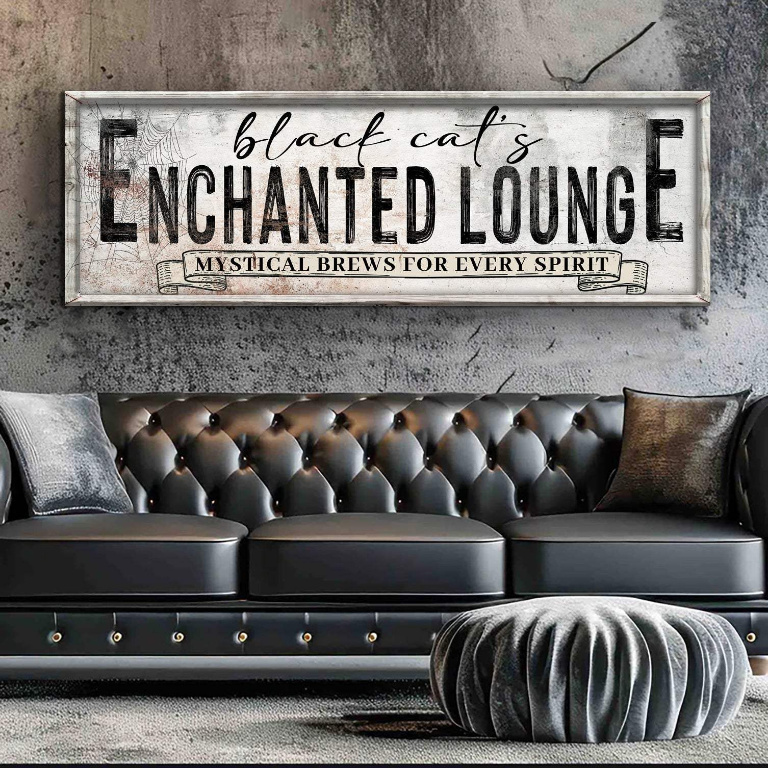 Black Cat's Enchanted Lounge Halloween Sign III - Tailored Canvases - Flyclothing LLC