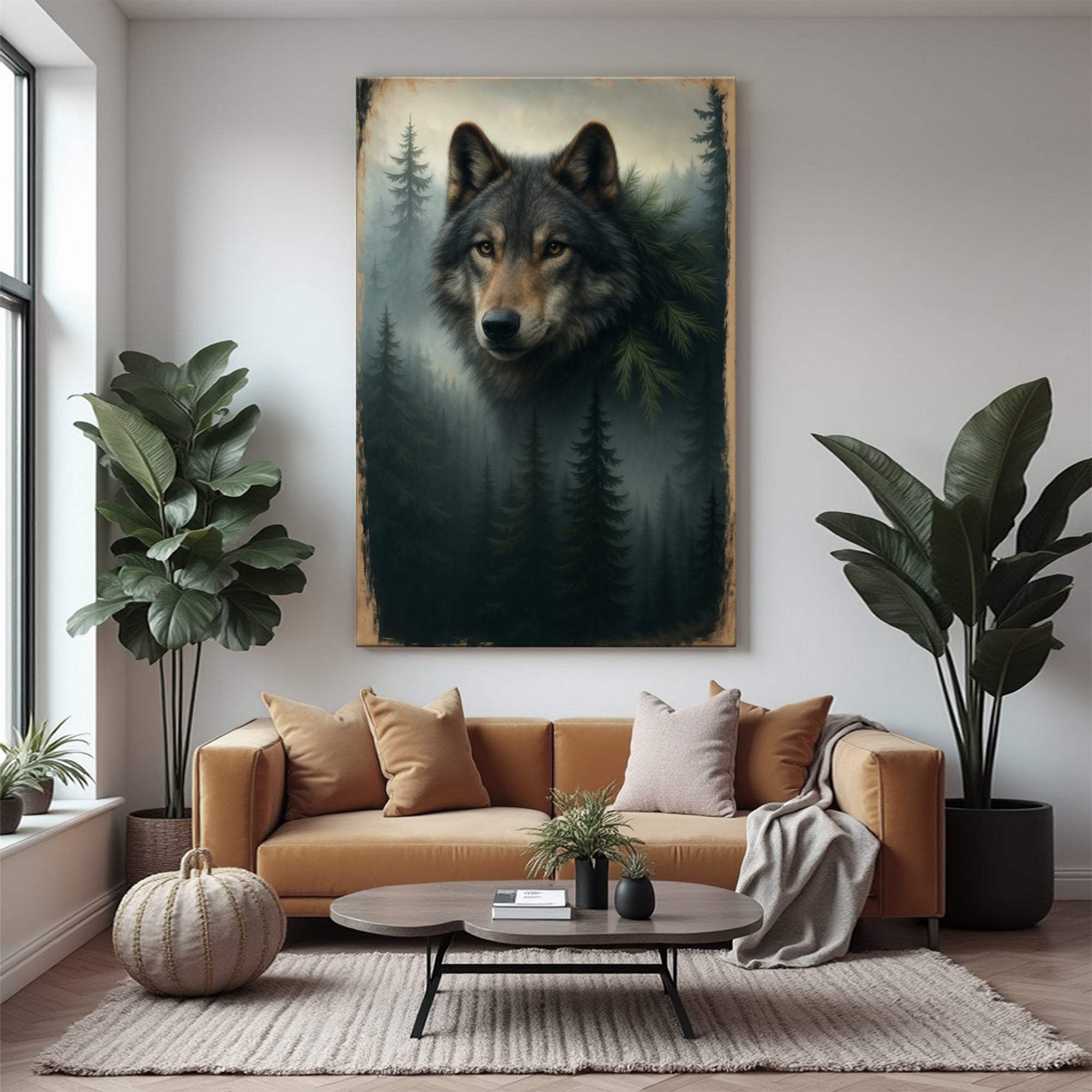 Wolf Double Exposure Wall Art V - Tailored Canvases - Flyclothing LLC