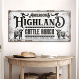 Personalized Highland Cattle Ranch Sign II - Tailored Canvases - Flyclothing LLC