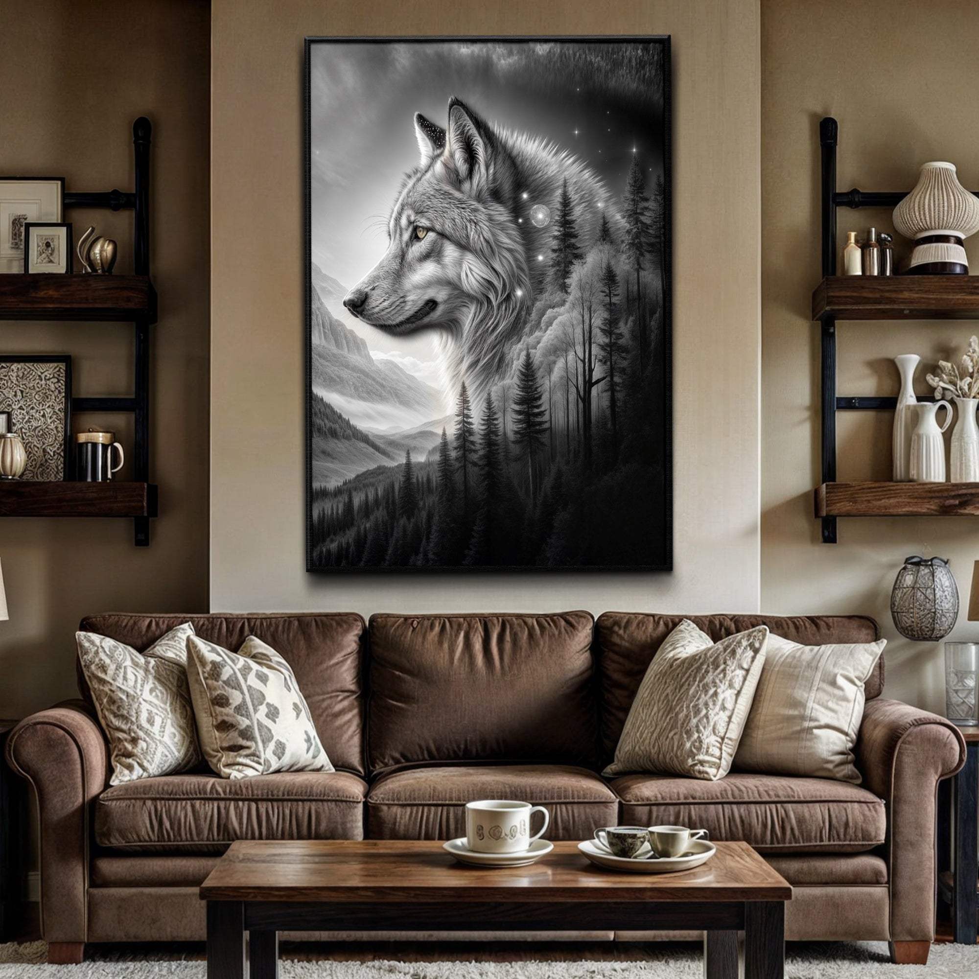 Wolf Double Exposure Wall Art II - Tailored Canvases - Flyclothing LLC