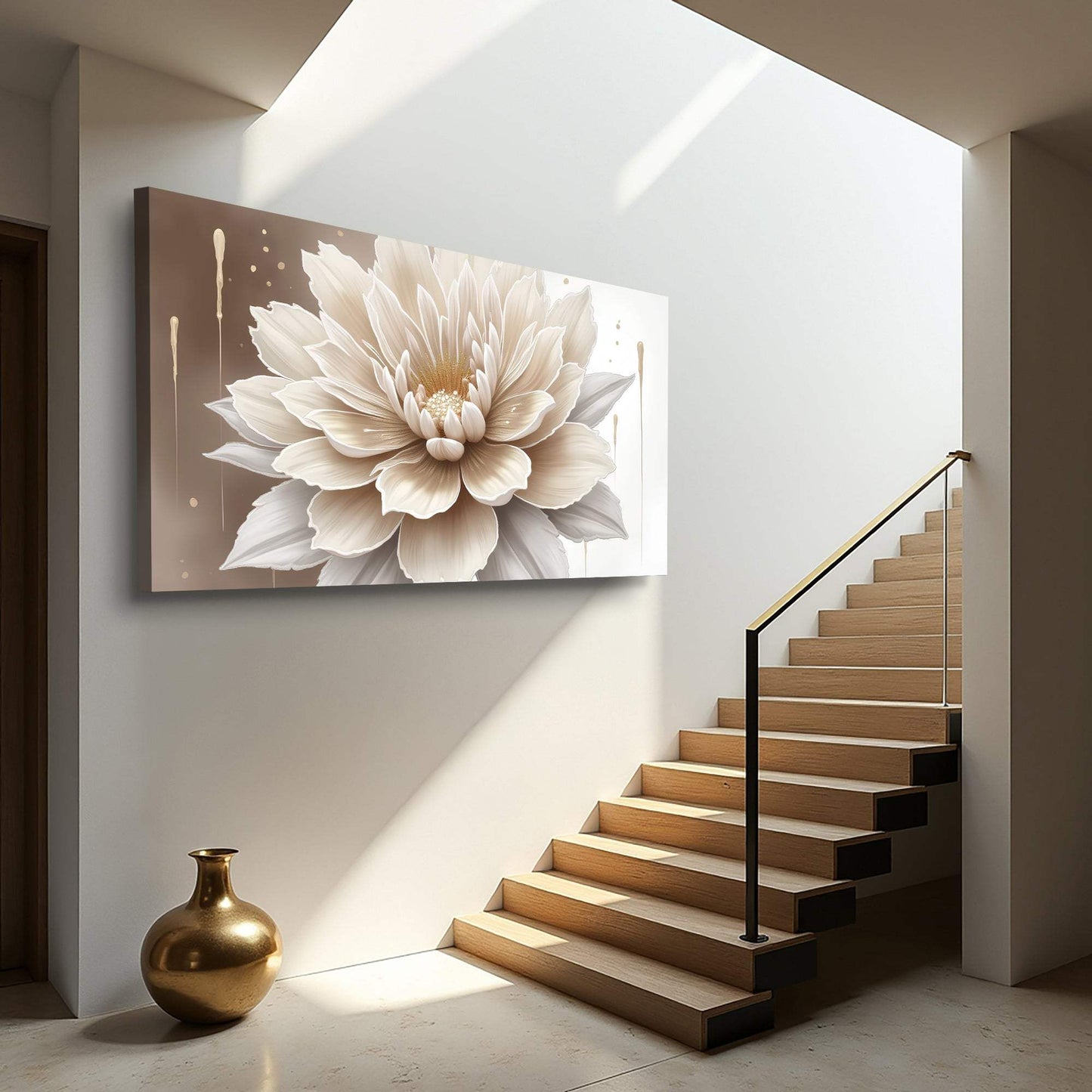 Single Beige Flower Abstract Wall Art - Tailored Canvases - Flyclothing LLC