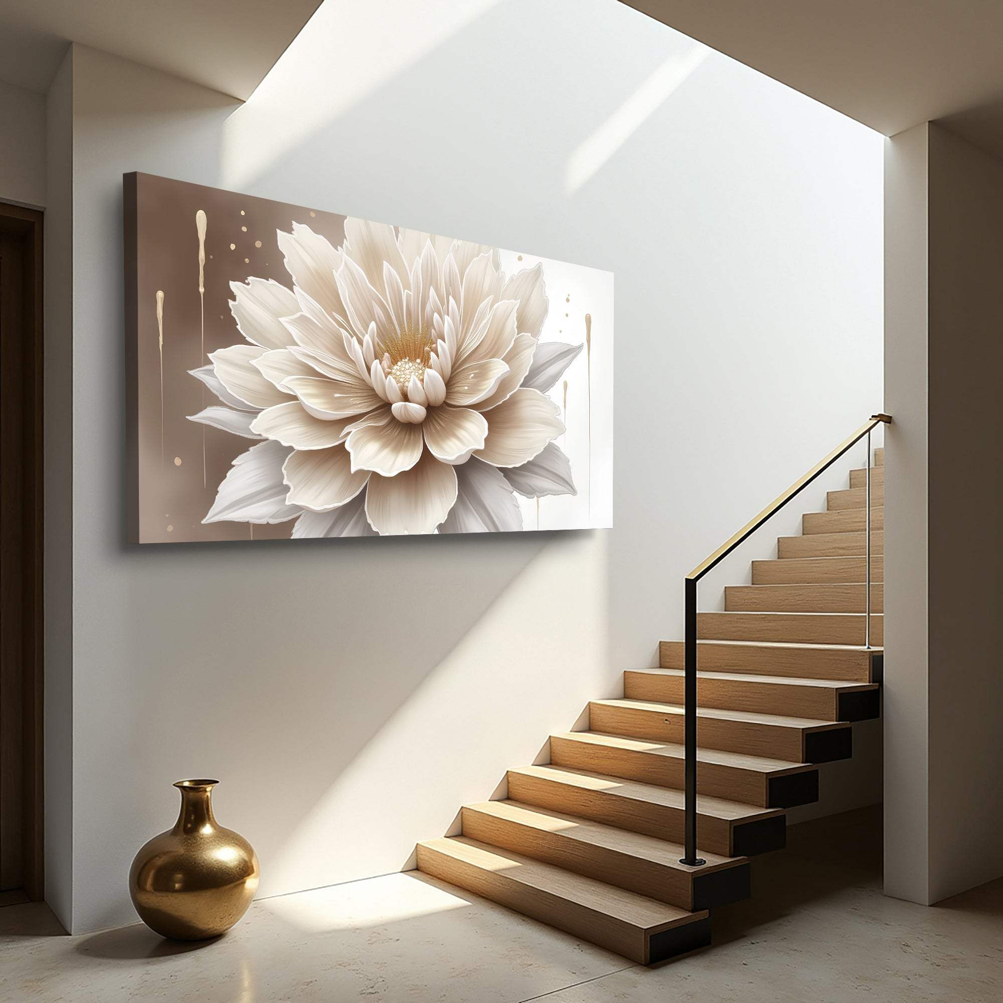 Single Beige Flower Abstract Wall Art - Tailored Canvases - Flyclothing LLC