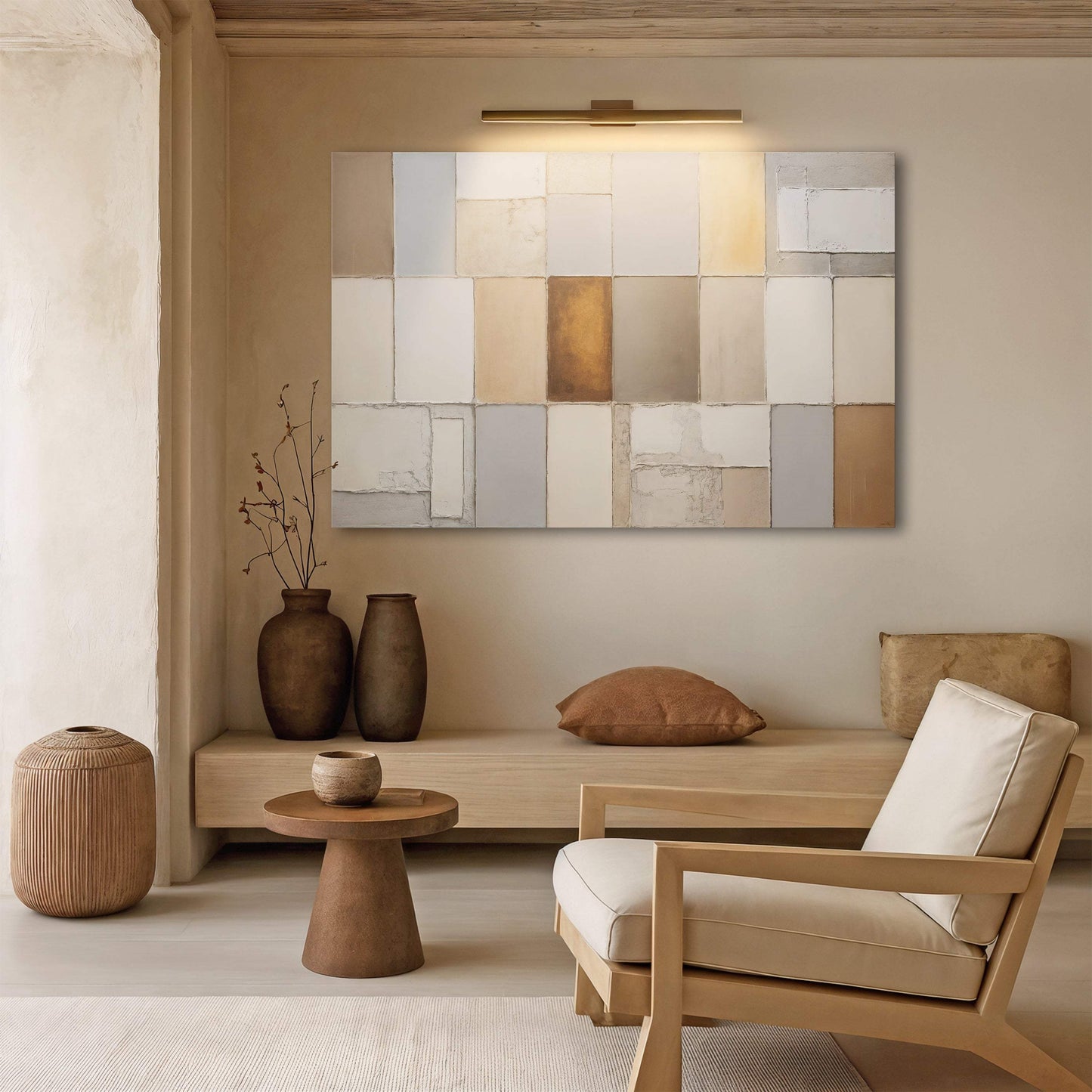 Earth Tones Patchwork Geometric Wall Art - Tailored Canvases - Flyclothing LLC