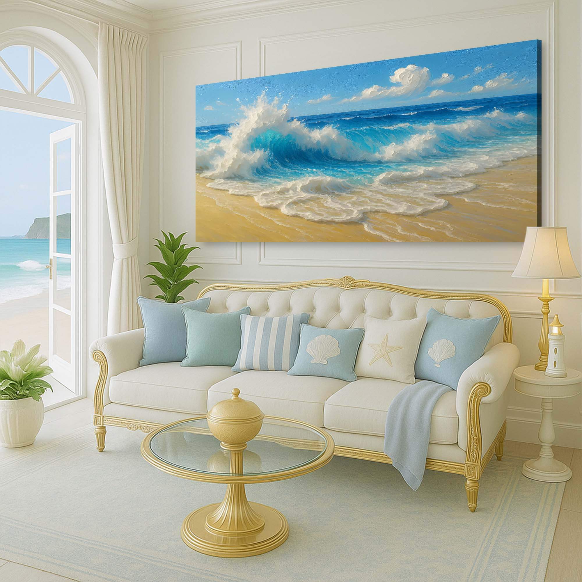 Serene Ocean Wave Coastal Wall Art V - Tailored Canvases - Flyclothing LLC