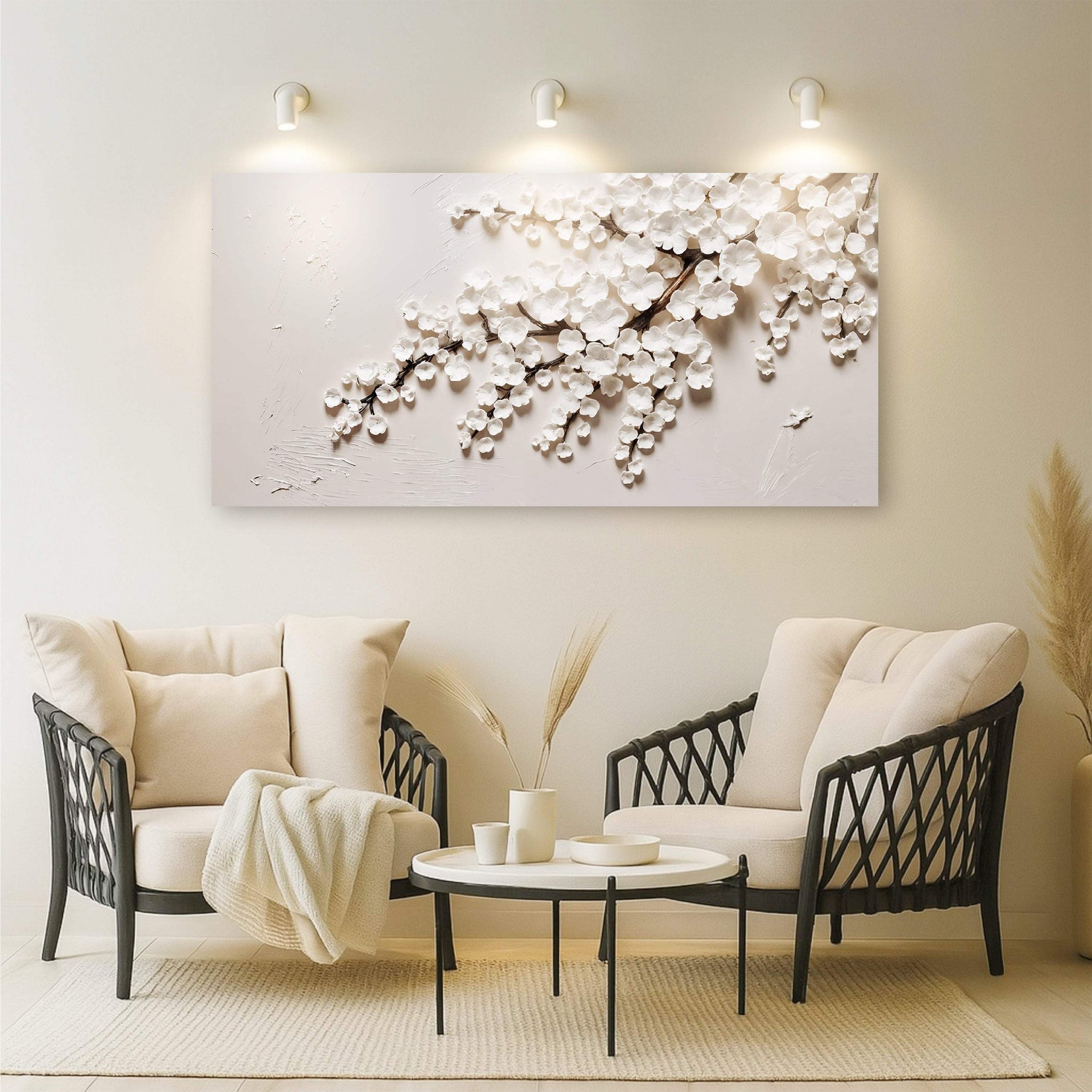 White Cherry Blossom Wall Art - Tailored Canvases - Flyclothing LLC