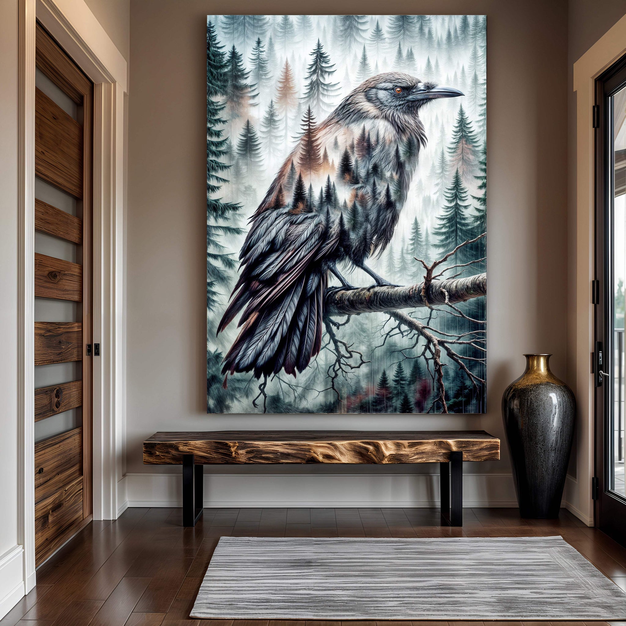 Crow Double Exposure Wall Art - Tailored Canvases - Flyclothing LLC