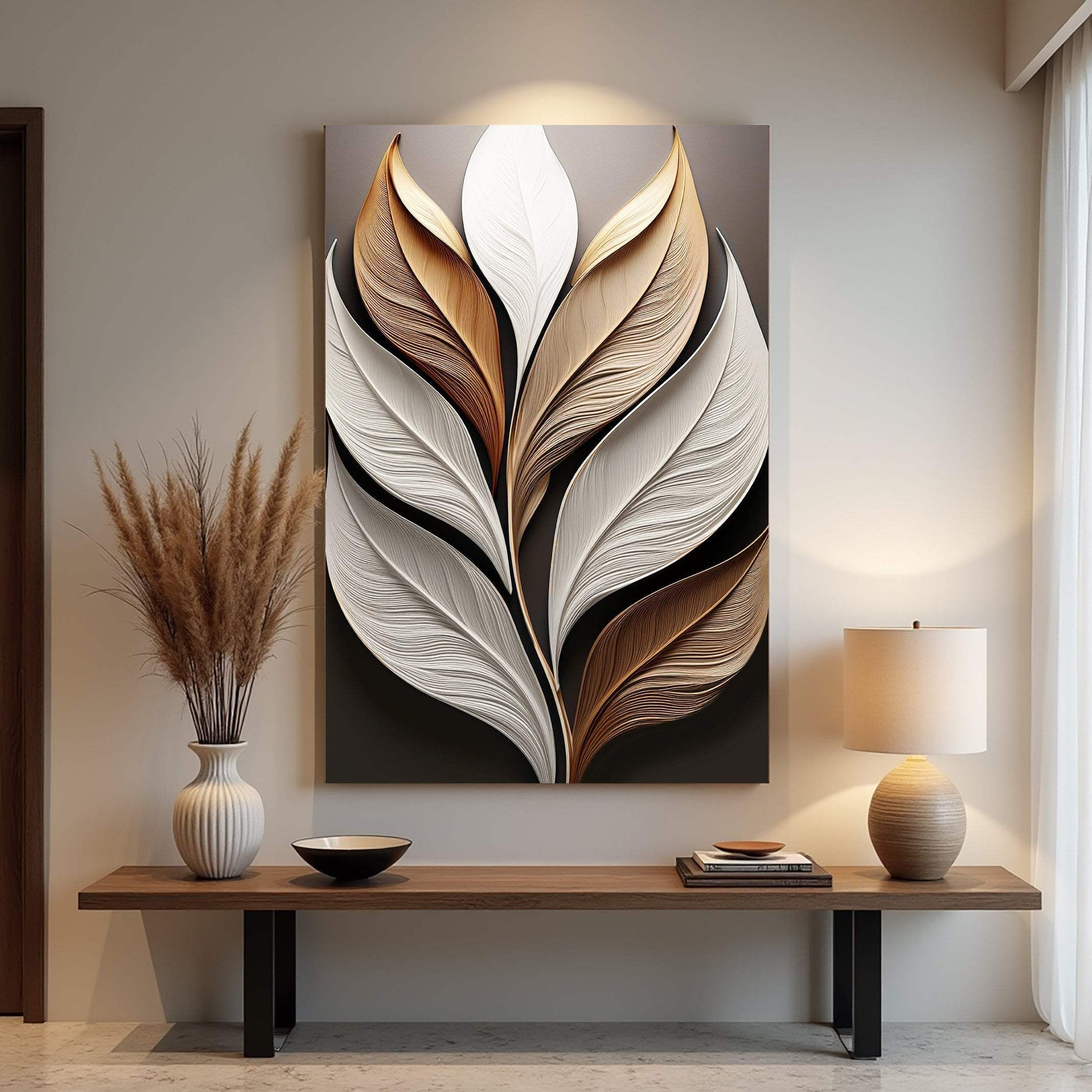 Elegant 3D Leaf Wall Art - Tailored Canvases - Flyclothing LLC