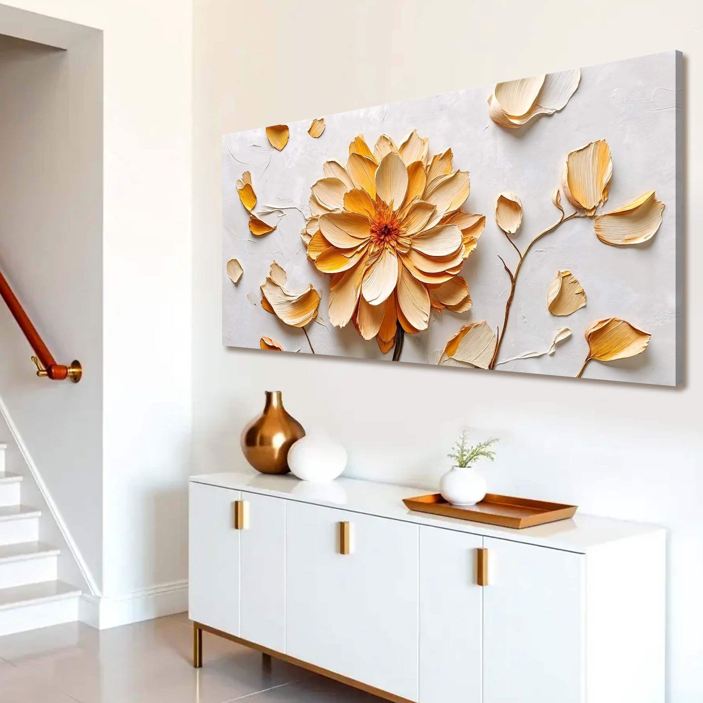 Golden Dandelion Minimalist Abstract Wall Art III - Tailored Canvases - Flyclothing LLC