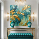 Abstract Gold And Blue Frosty Wall Art - Tailored Canvases - Flyclothing LLC