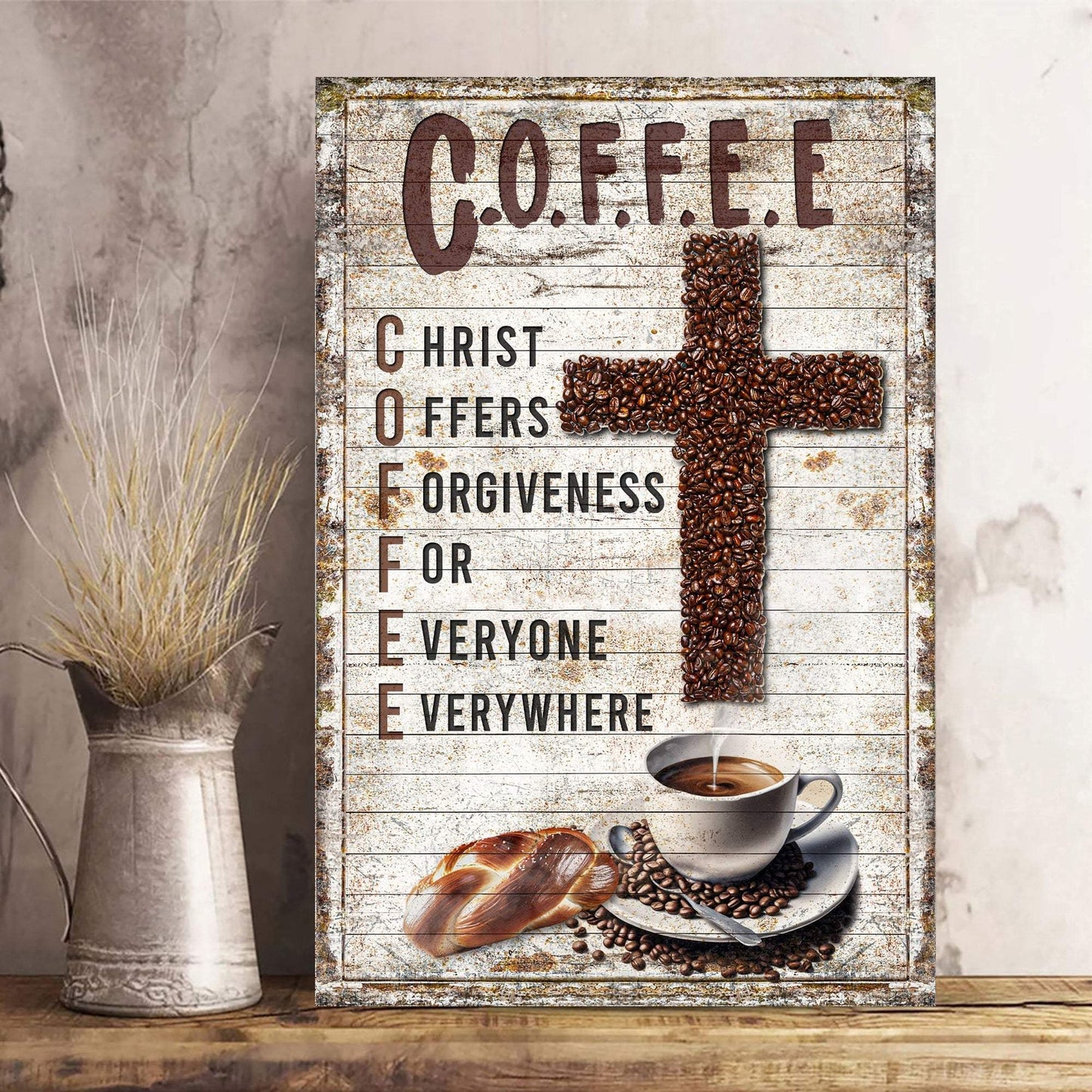 Christ And Coffee Faith Sign - Tailored Canvases - Flyclothing LLC