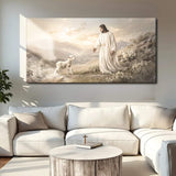 Jesus Protects The Lamb From Wolves Faith Wall Art X - Tailored Canvases - Flyclothing LLC