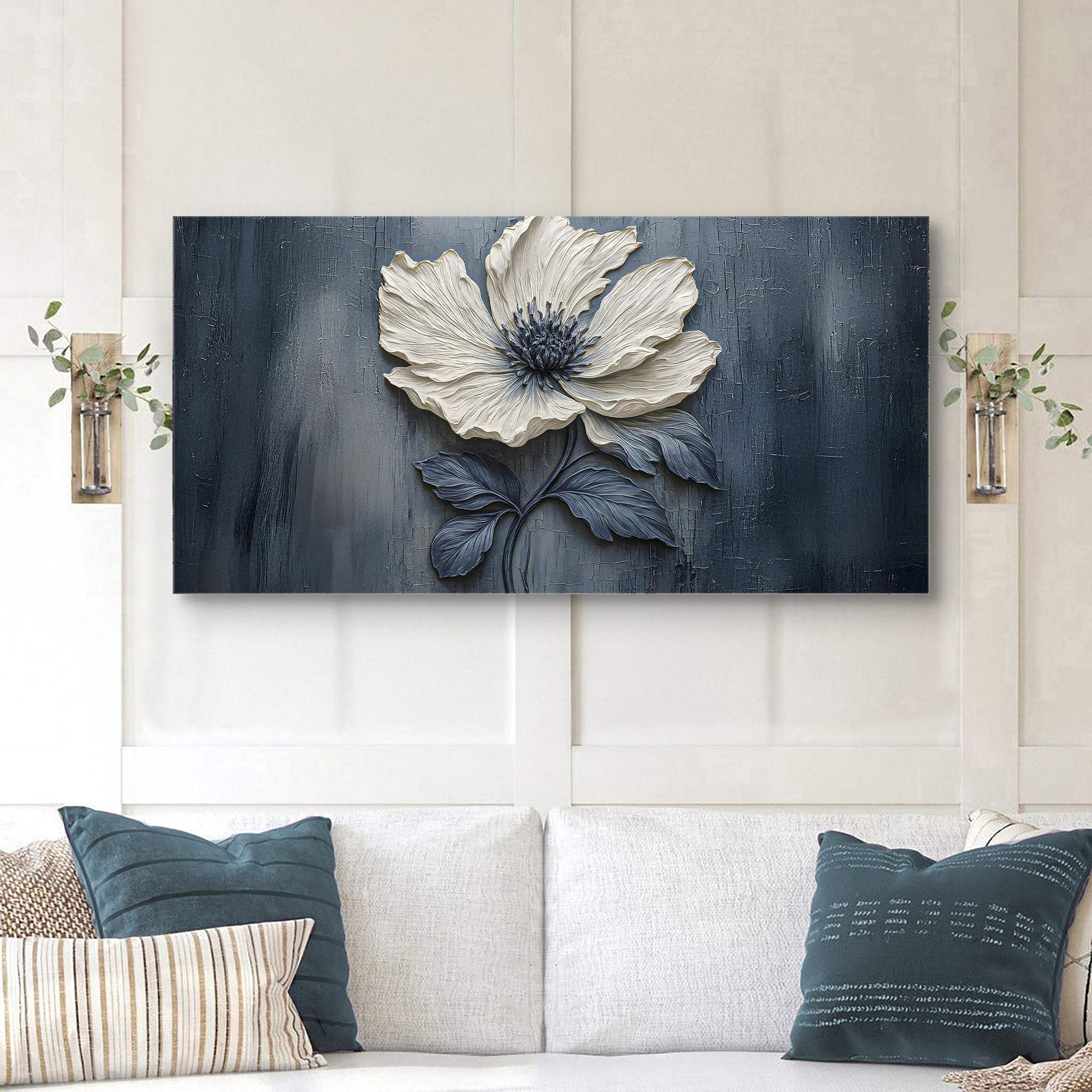 Floral Clay Relief Wall Art - Tailored Canvases - Flyclothing LLC