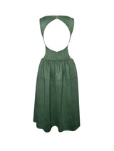 Laila Green Suede Boat Neck Backless Midi Dress - Miss Circle - Flyclothing LLC