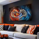 3D Dragon and Wolf Wall Art II - Tailored Canvases - Flyclothing LLC