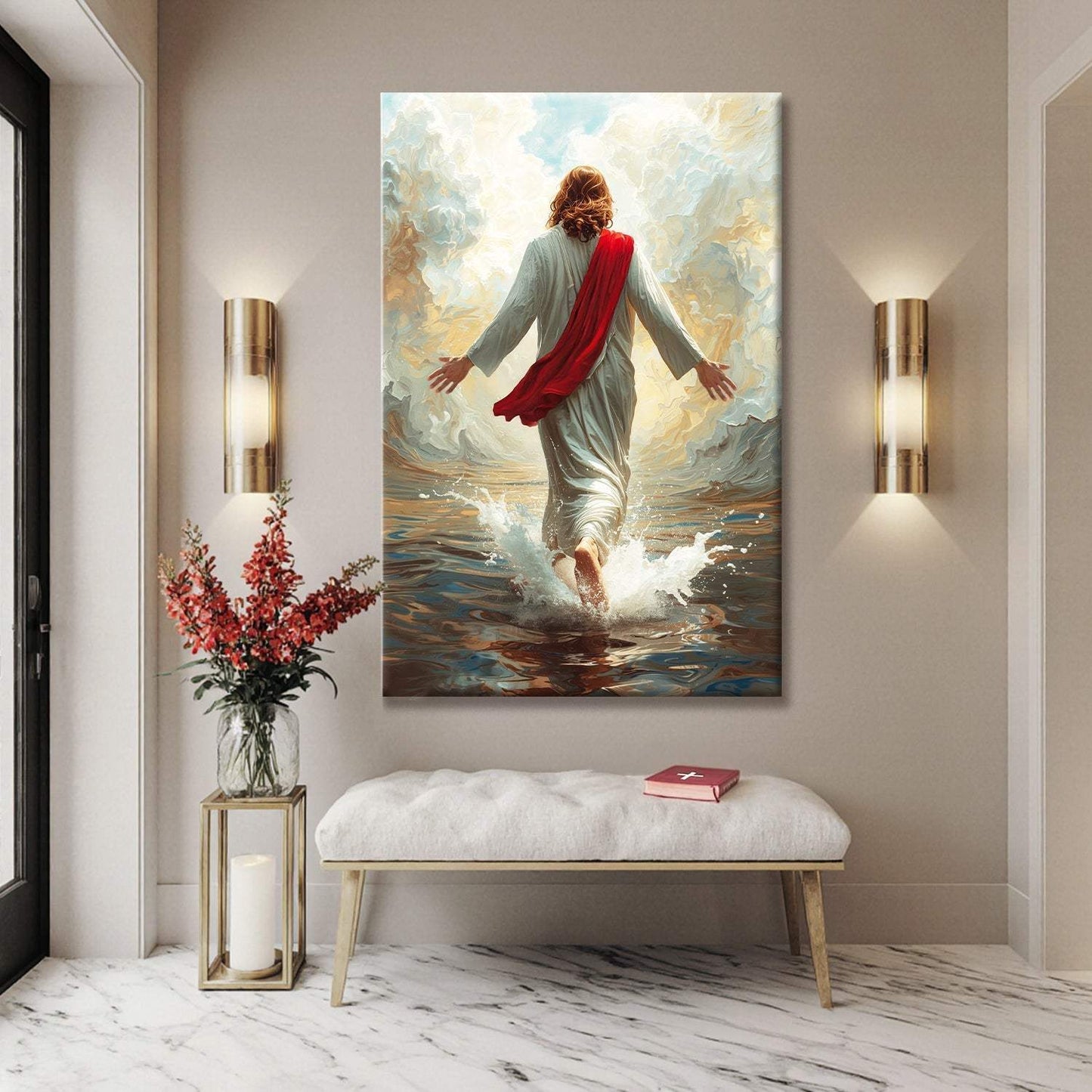 Jesus Christ Walking On Water Faith Wall Art IX - Tailored Canvases - Flyclothing LLC