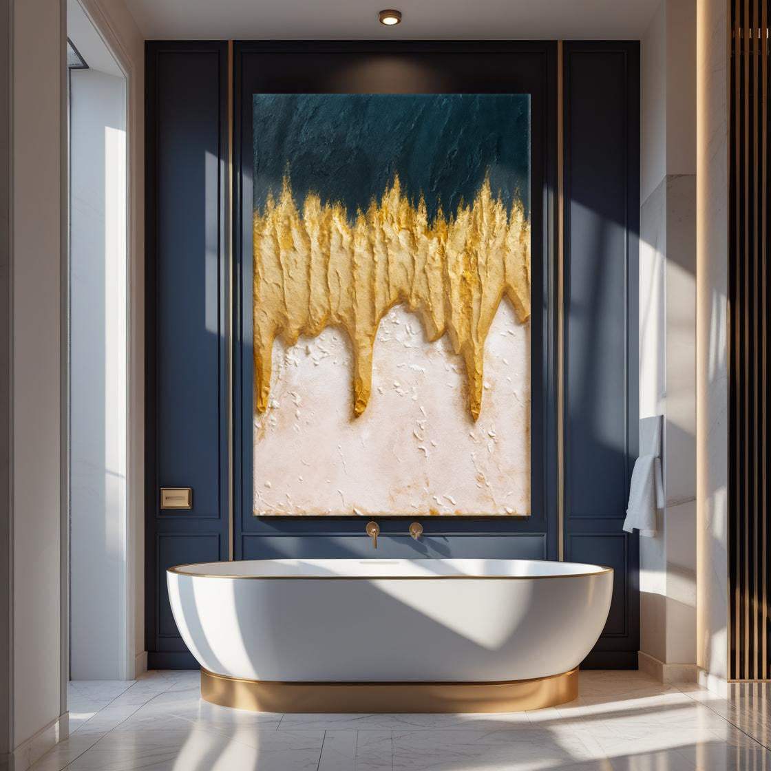 Abstract Blue And Gold Wall Art - Tailored Canvases - Flyclothing LLC