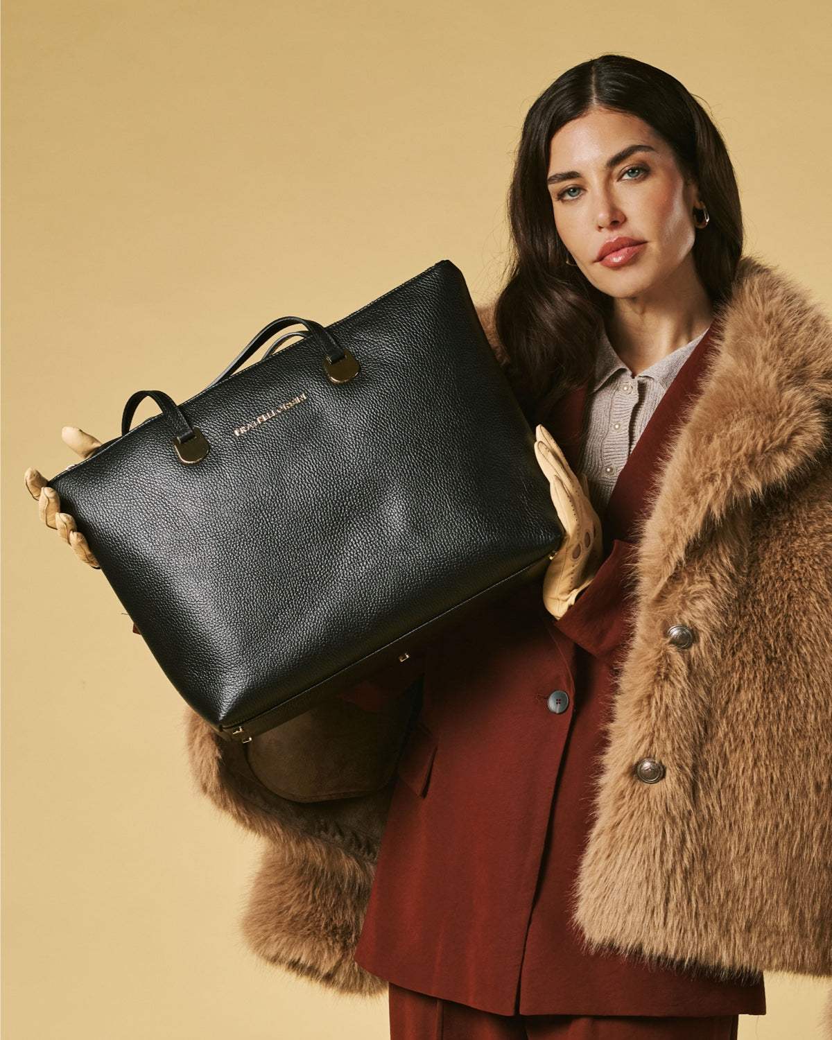 Simona (black) - Italian calf leather women's shoulder bag
