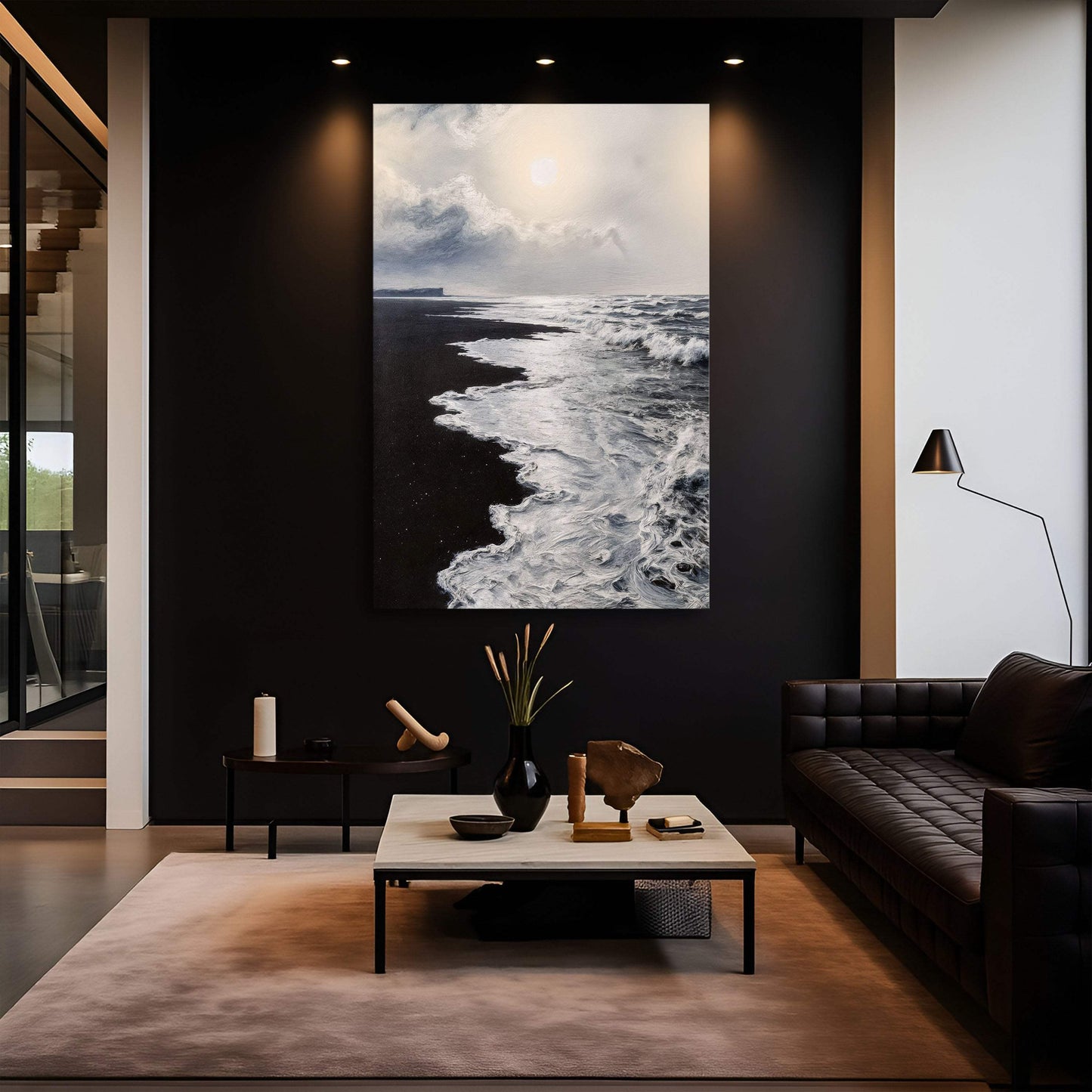 Black & White Waves Abstract Wall Art - Tailored Canvases - Flyclothing LLC
