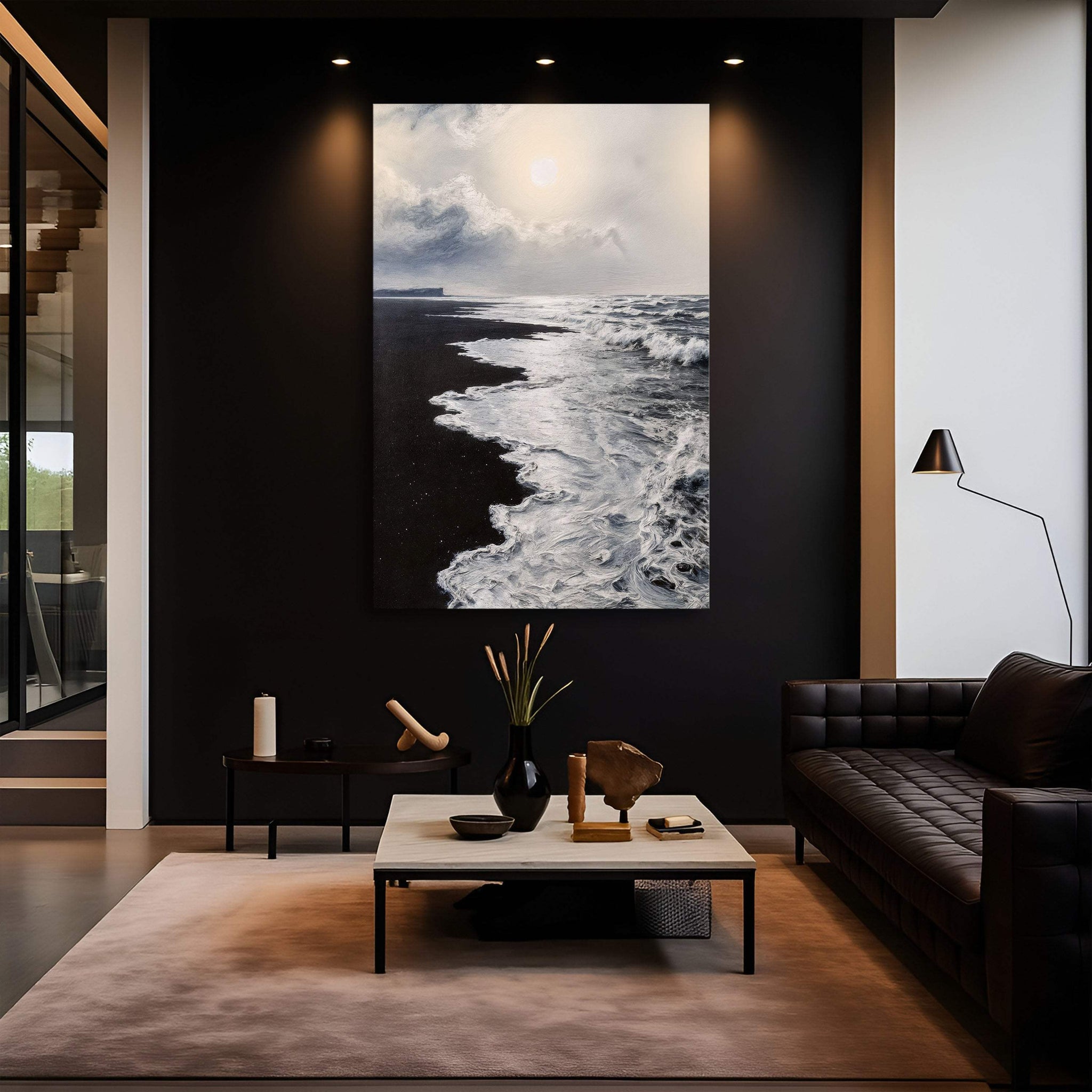 Black & White Waves Abstract Wall Art - Tailored Canvases - Flyclothing LLC