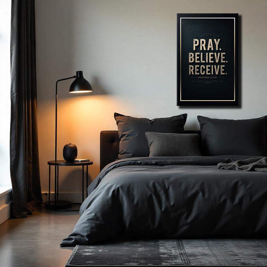 Matthew 21:22 - Pray Believe Receive Faith Sign III - Tailored Canvases - Flyclothing LLC
