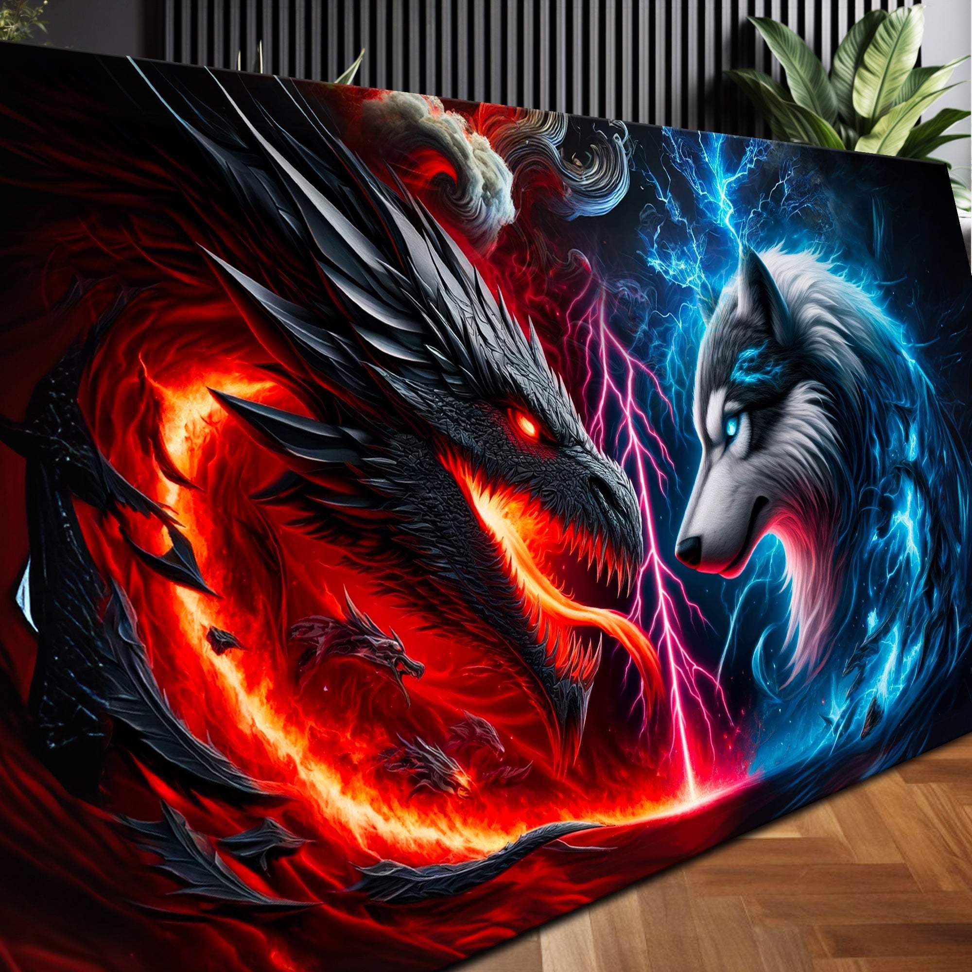 3D Dragon and Wolf Wall Art VI - Tailored Canvases - Flyclothing LLC