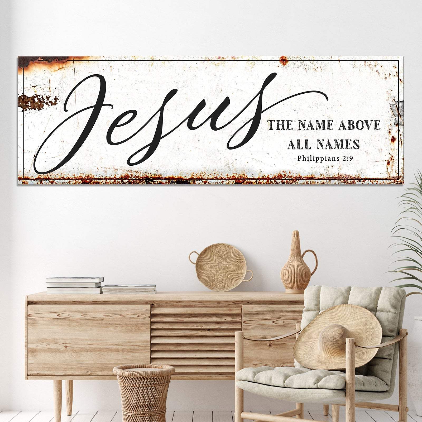 Jesus The Name Above All Names - Philippians 2:9 Faith Sign - Tailored Canvases - Flyclothing LLC