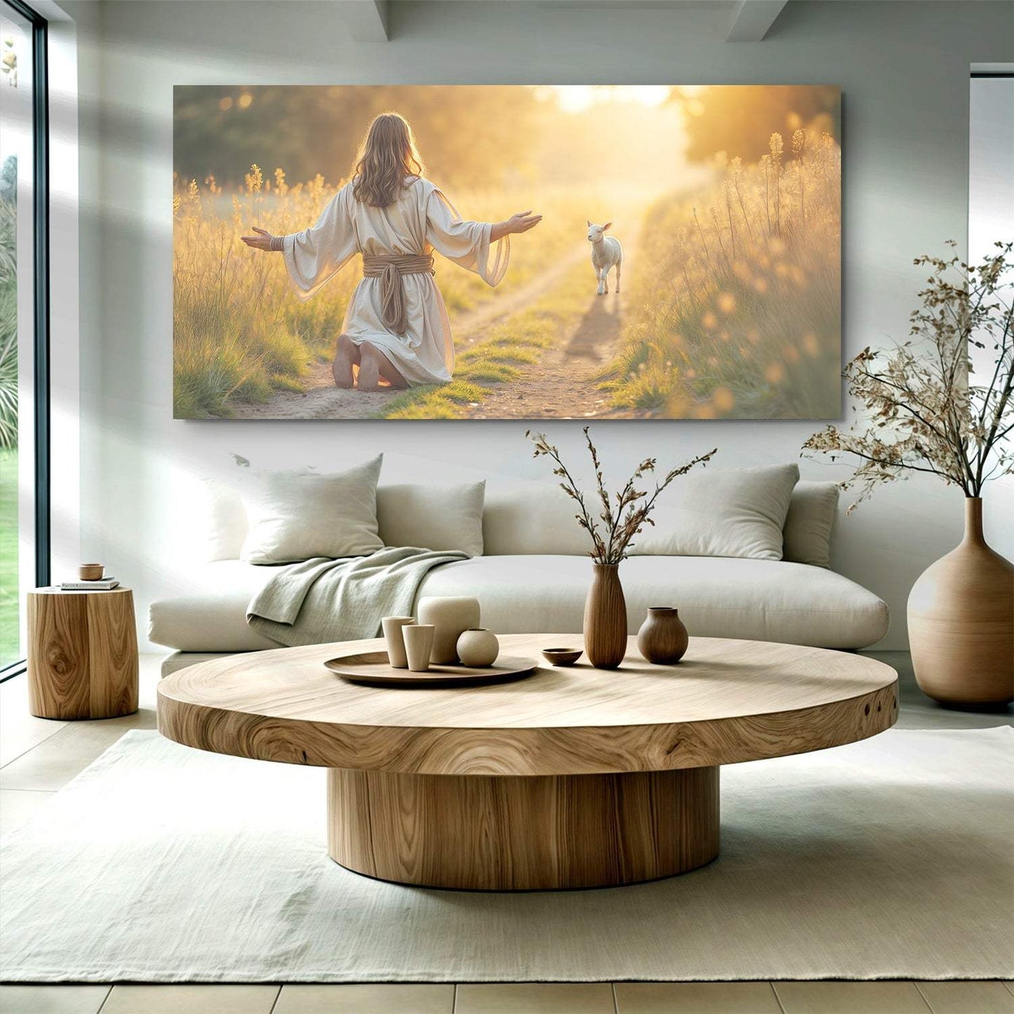 Jesus Protects The Lamb From Wolves Faith Wall Art IX - Tailored Canvases - Flyclothing LLC
