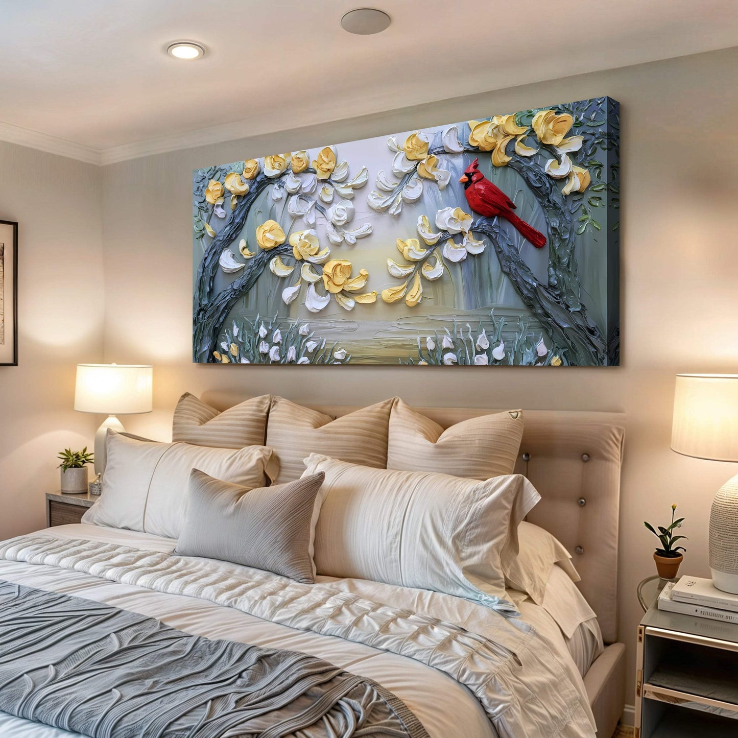 Golden Petals and Scarlet Wings Wall Art - Tailored Canvases - Flyclothing LLC
