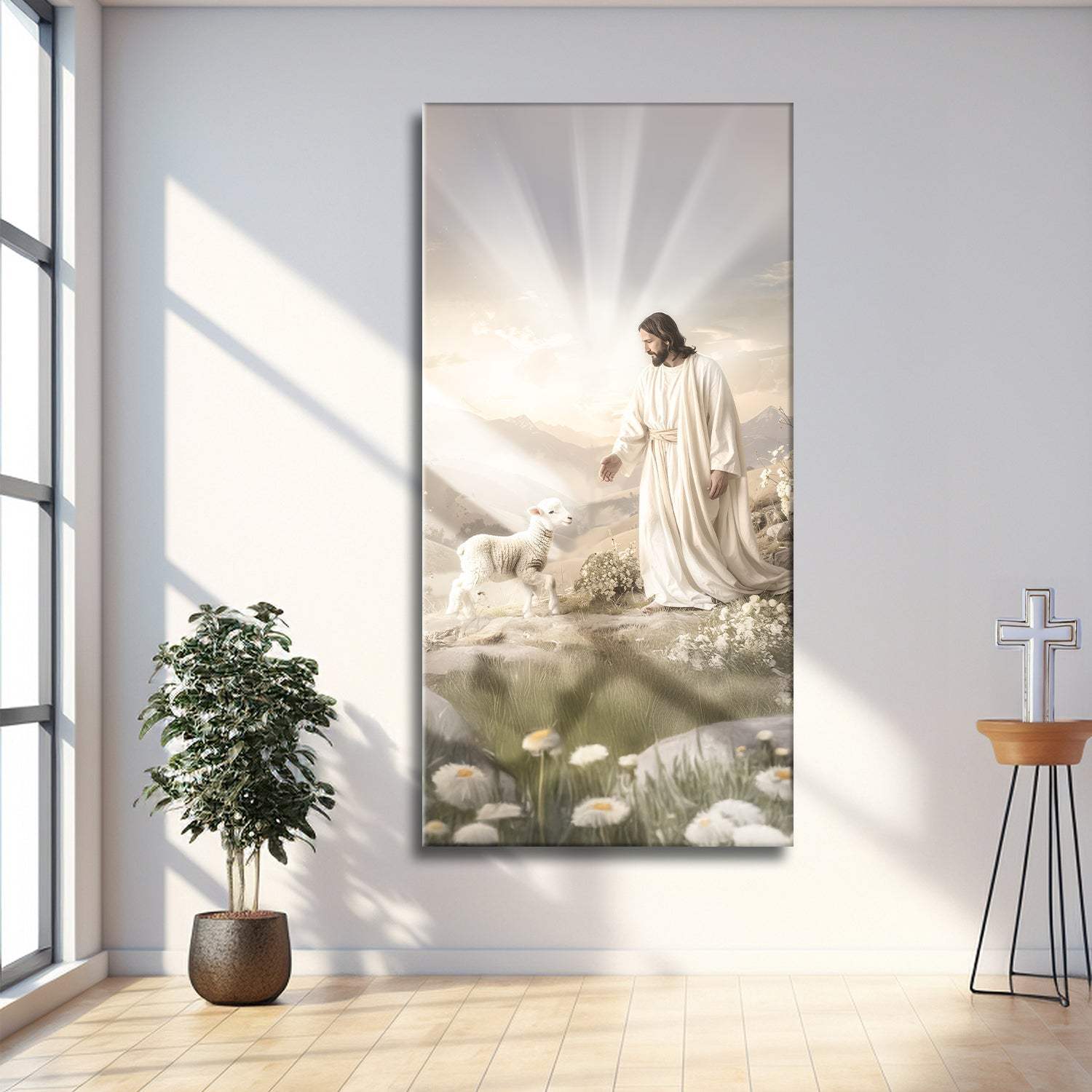 Jesus Protects The Lamb From Wolves Faith Wall Art XII - Tailored Canvases - Flyclothing LLC