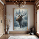 Snowy Forest Moose Double Exposure Wall Art - Tailored Canvases - Flyclothing LLC