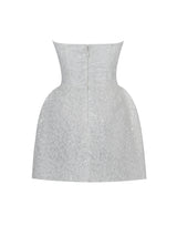 Tressa White Beaded Mesh Strapless Mini Wedding Dress - Miss Circle - Flyclothing LLC