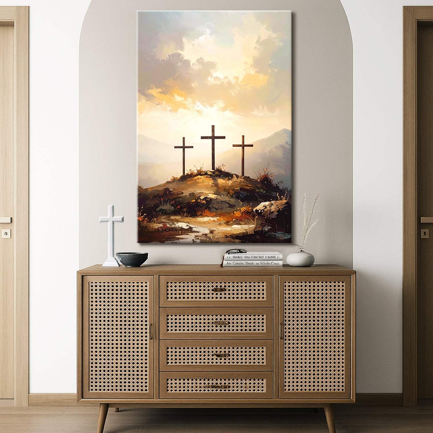 Three Crosses on Calvary Faith Wall Art - Tailored Canvases - Flyclothing LLC