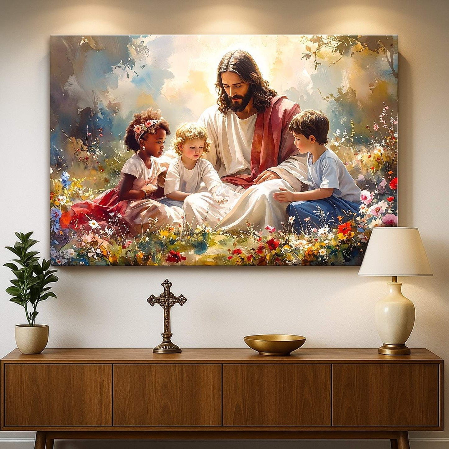 Jesus With Children Faith Wall Art VIII - Tailored Canvases - Flyclothing LLC