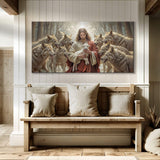 Jesus Protects The Lamb From Wolves Faith Wall Art II - Tailored Canvases - Flyclothing LLC