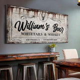 PWhitetails and Whiskey Sign: Perfect for Personalized Basement Bar Sign and Man Cave Wall Decor - Tailored Canvases - Flyclothing LLC