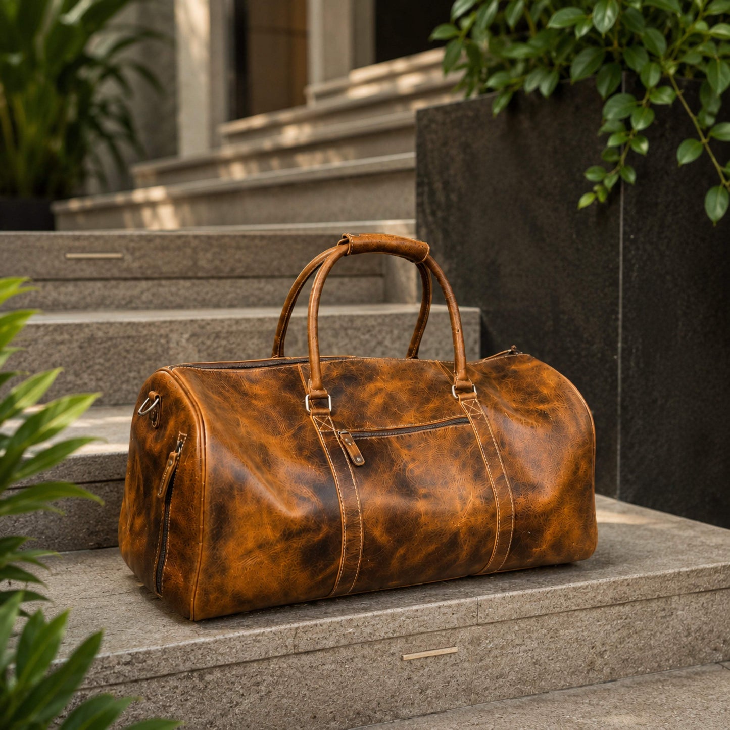 Roosevelt Full Grain Buffalo Leather Duffle - Classy Leather Bags - Flyclothing LLC
