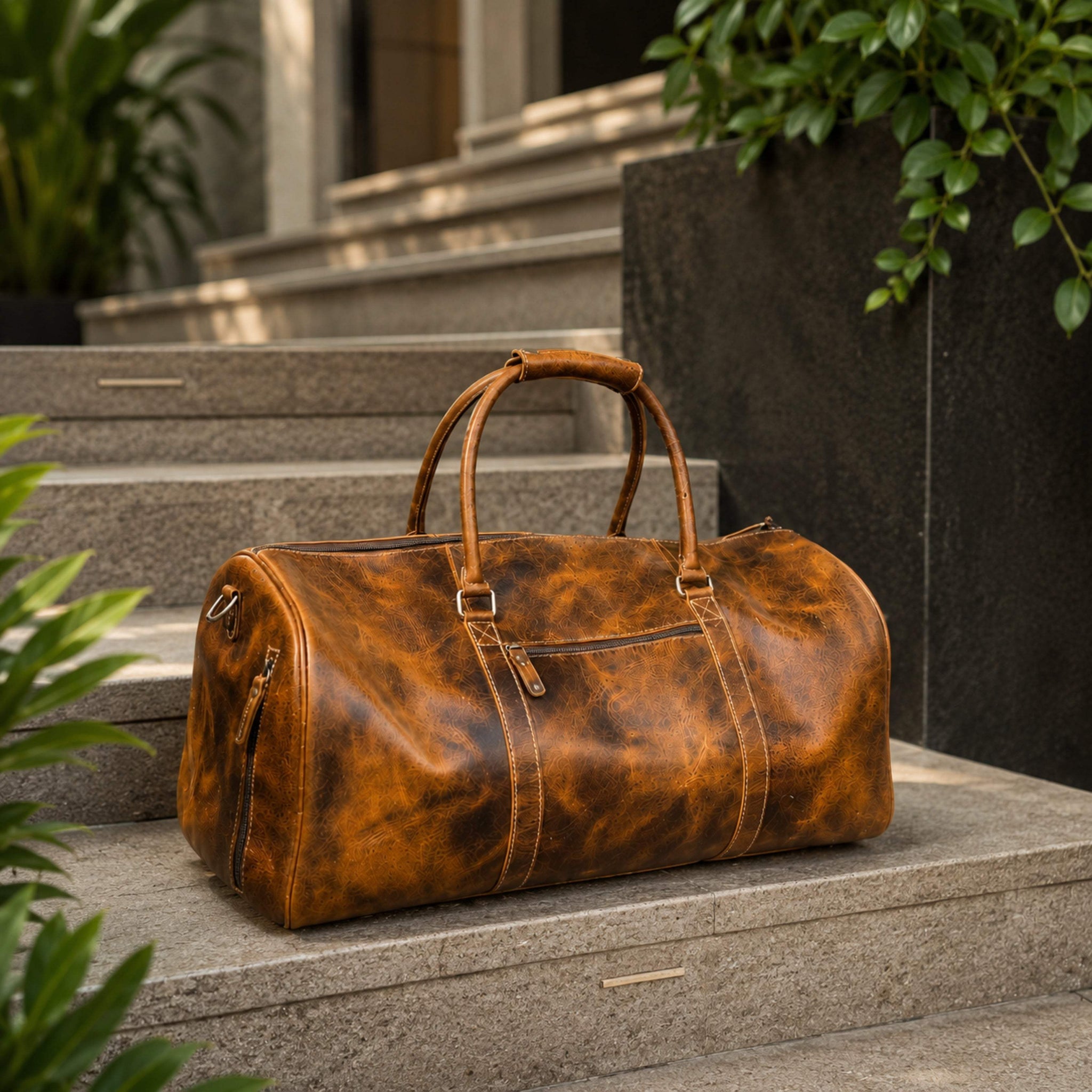 Roosevelt Full Grain Buffalo Leather Duffle - Classy Leather Bags - Flyclothing LLC