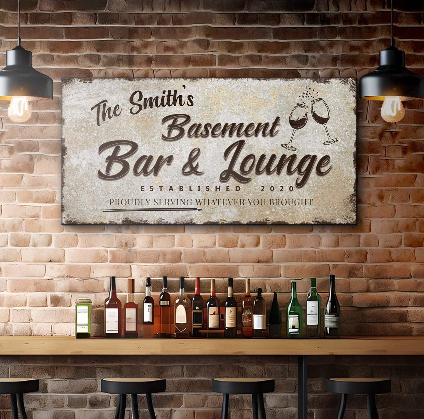 Personalized Basement Bar Sign: Custom Bar Signs for Home Bar – Perfect Man Cave Wall Decor - Tailored Canvases - Flyclothing LLC