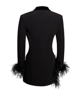 Madeline Black Feather Trim Blazer Dress - Miss Circle - Flyclothing LLC